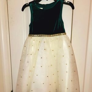 Girls Green/ cream holiday dress